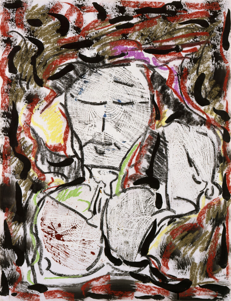 Jean Paul Riopelle, Les Rois de Thulé, mixed media on paper, 64 x 49 cm (1973) © Estate of Jean Paul Riopelle / Copyright Visuals Arts &#8211; CARCC (2023)
