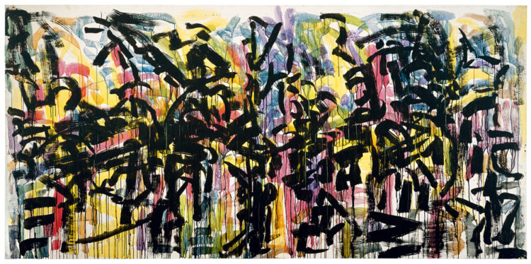 Jean Paul Riopelle, Feu vert à New York, watercolor and Indian ink on paper laid down on canvas, 183 x 380 cm (1960) © Estate of Jean Paul Riopelle / Copyright Visuals Arts – CARCC (2023)