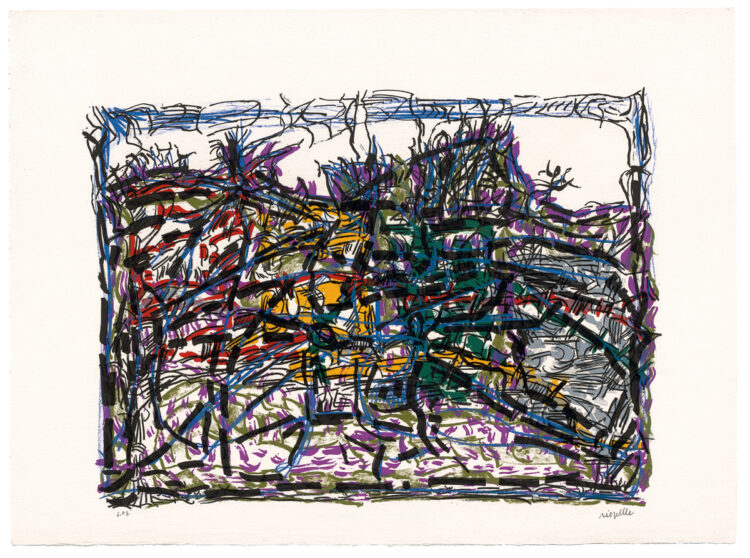 Jean Paul Riopelle, Force des forêts, huile sur toile, lithographie sur papier, 45 x 61 cm  (1976) © Succession Jean Paul Riopelle / Droits d’auteur arts visuels &#8211; CARCC (2023)
