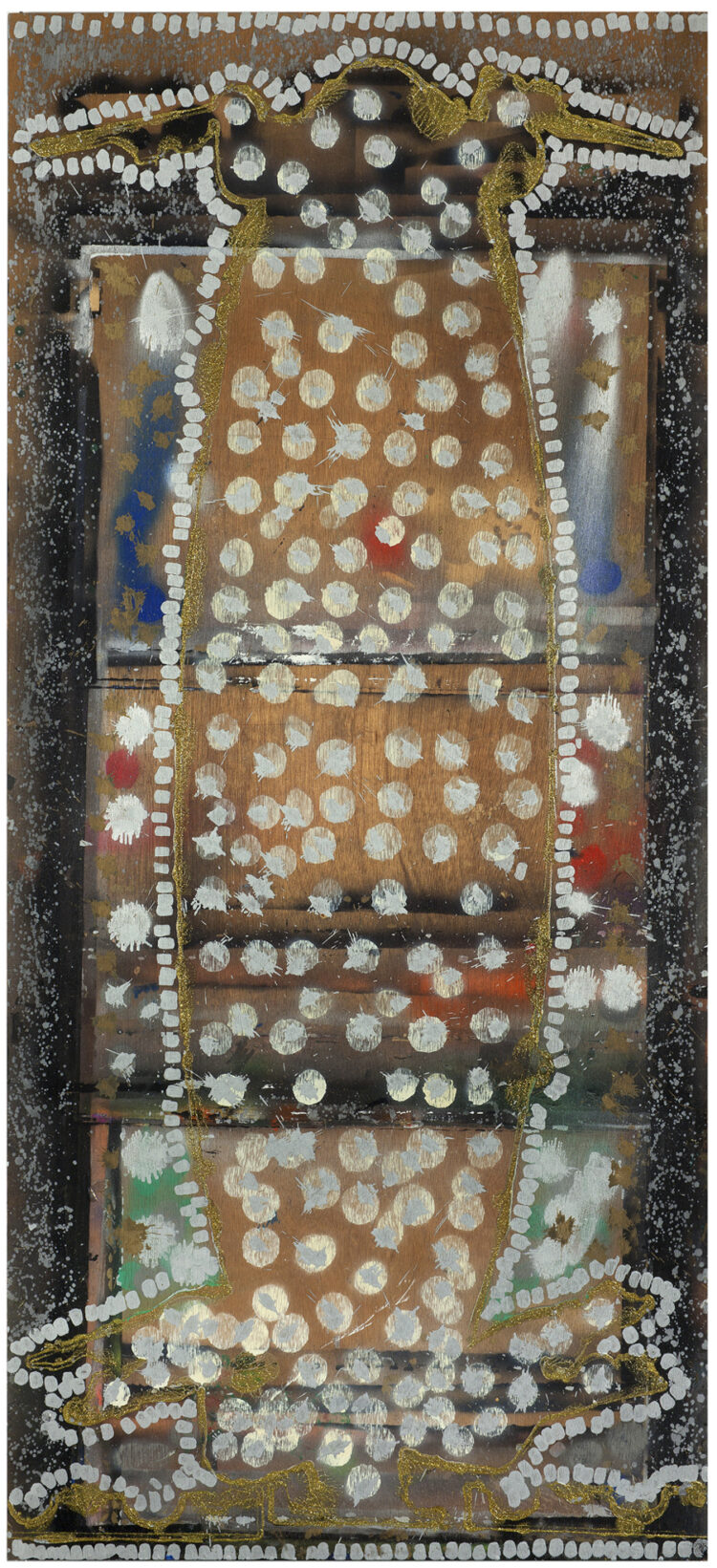 Jean Paul Riopelle, Hommage à Duchamp (Hommage à Maurice Richard), technique mixte sur bois, recto-verso, 203,2 x 91,4 cm (1990) © Succession Jean Paul Riopelle / Droits d’auteur arts visuels &#8211; CARCC (2023)
