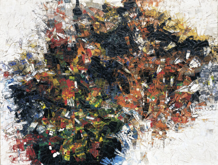 Jean Paul Riopelle, La Roue (Cold dog – Indian Summer), oil on canvas, 250 x 300 cm (1954-1955) © Estate of Jean Paul Riopelle / Copyright Visuals Arts – CARCC (2023)