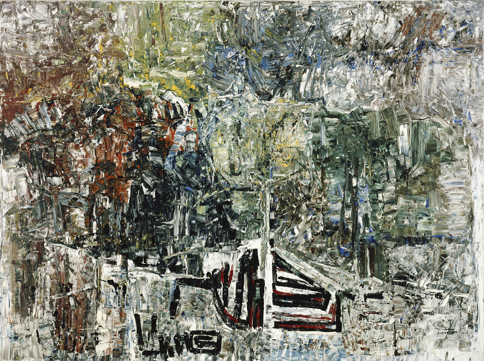 Jean Paul Riopelle, L’Étang &#8211; Hommage à Grey Owl, huile sur toile, 299,5 cm X 400 cm (1970) © Succession Jean Paul Riopelle / Droits d’auteur arts visuels &#8211; CARCC (2023)
