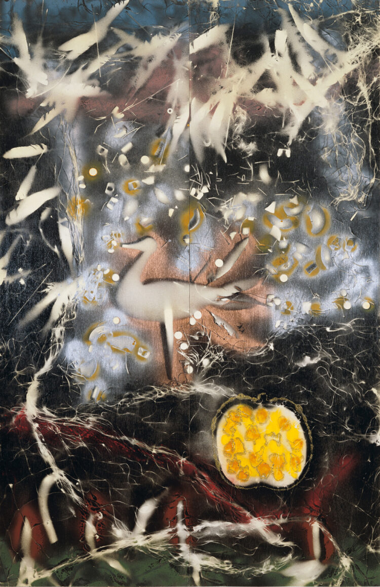 Jean Paul Riopelle, Mi-carême, technique mixte sur bois, verso, 203 x 132 cm, diptyque (1990) © Succession Jean Paul Riopelle / Droits d’auteur arts visuels &#8211; CARCC (2023)
