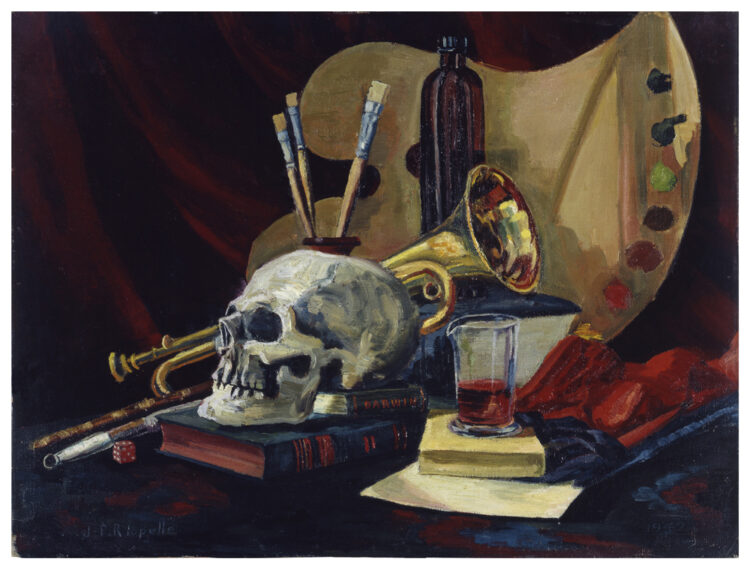 Jean Paul Riopelle, Nature bien morte, oil on canvas, 46 x 61 cm (1942) © Estate of Jean Paul Riopelle / Copyright Visuals Arts – CARCC (2023)