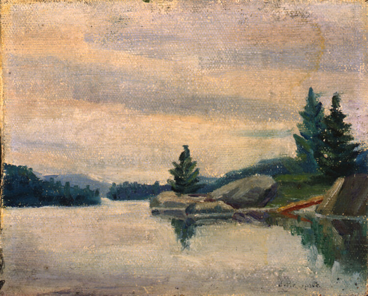 Jean Paul Riopelle, Petit paysage de Saint-Fabien, oil on canvas, 15 x 18,5 cm (1944) © Estate of Jean Paul Riopelle / Copyright Visuals Arts – CARCC (2023)