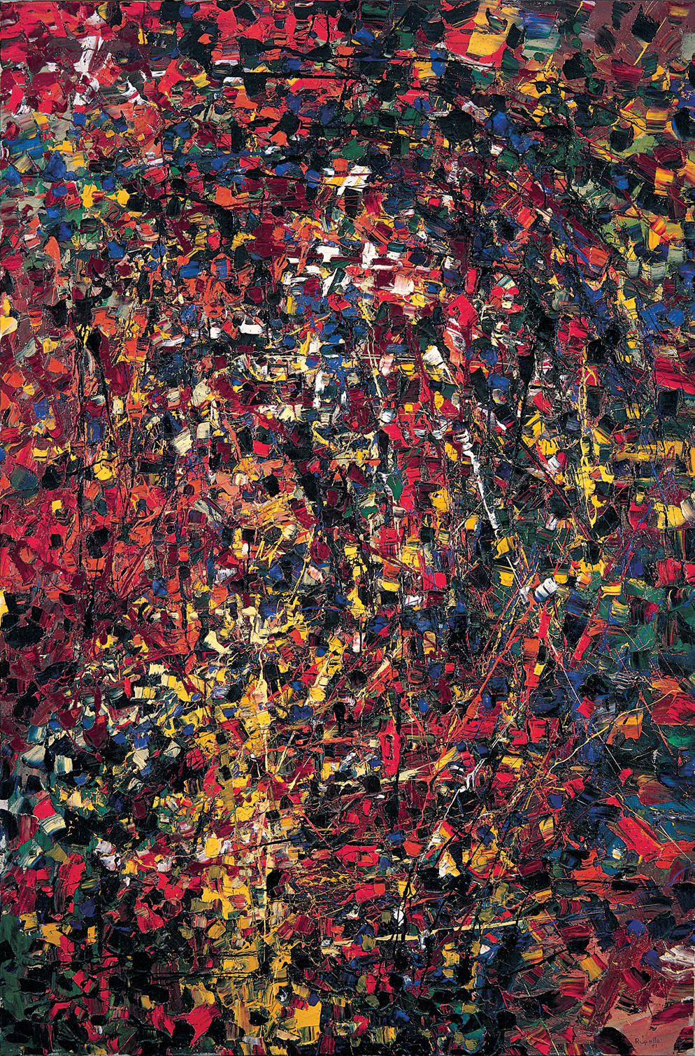 Jean Paul Riopelle, Portrait de forêt, huile sur toile, 195 x 130 cm (1951) © Succession Jean Paul Riopelle / Droits d’auteur arts visuels – CARCC (2023)
