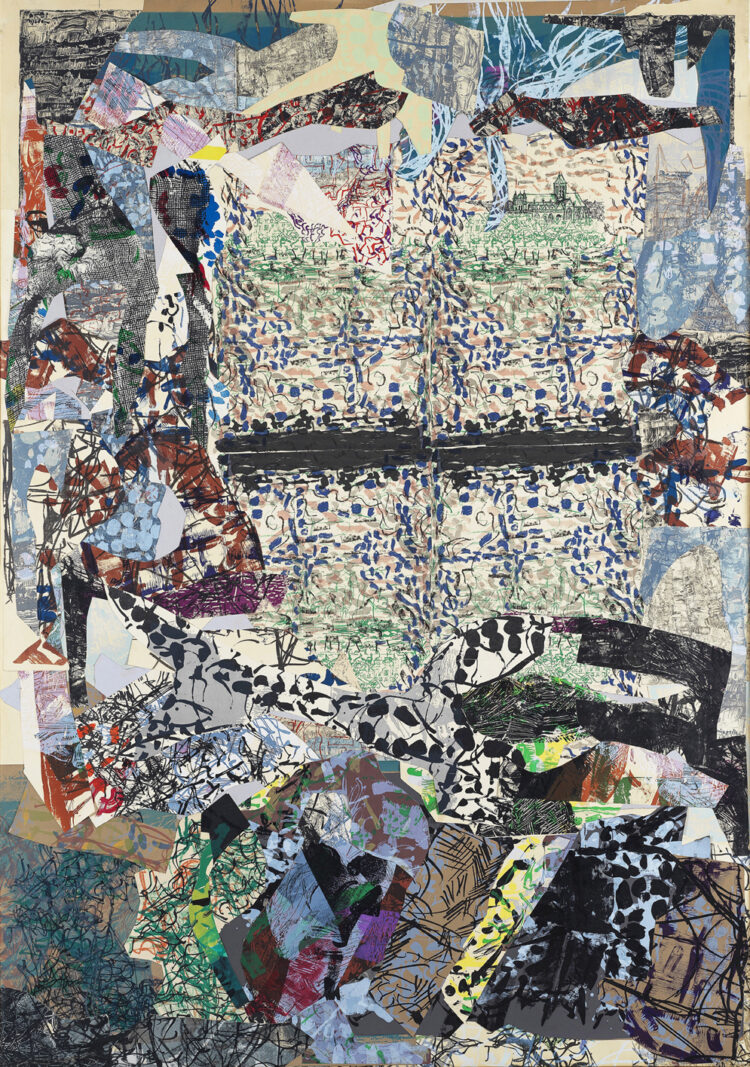 Jean Paul Riopelle, Vétheuil, litho-collage 162 x 114 cm (1970) © Estate of Jean Paul Riopelle / Copyright Visuals Arts – CARCC (2023)