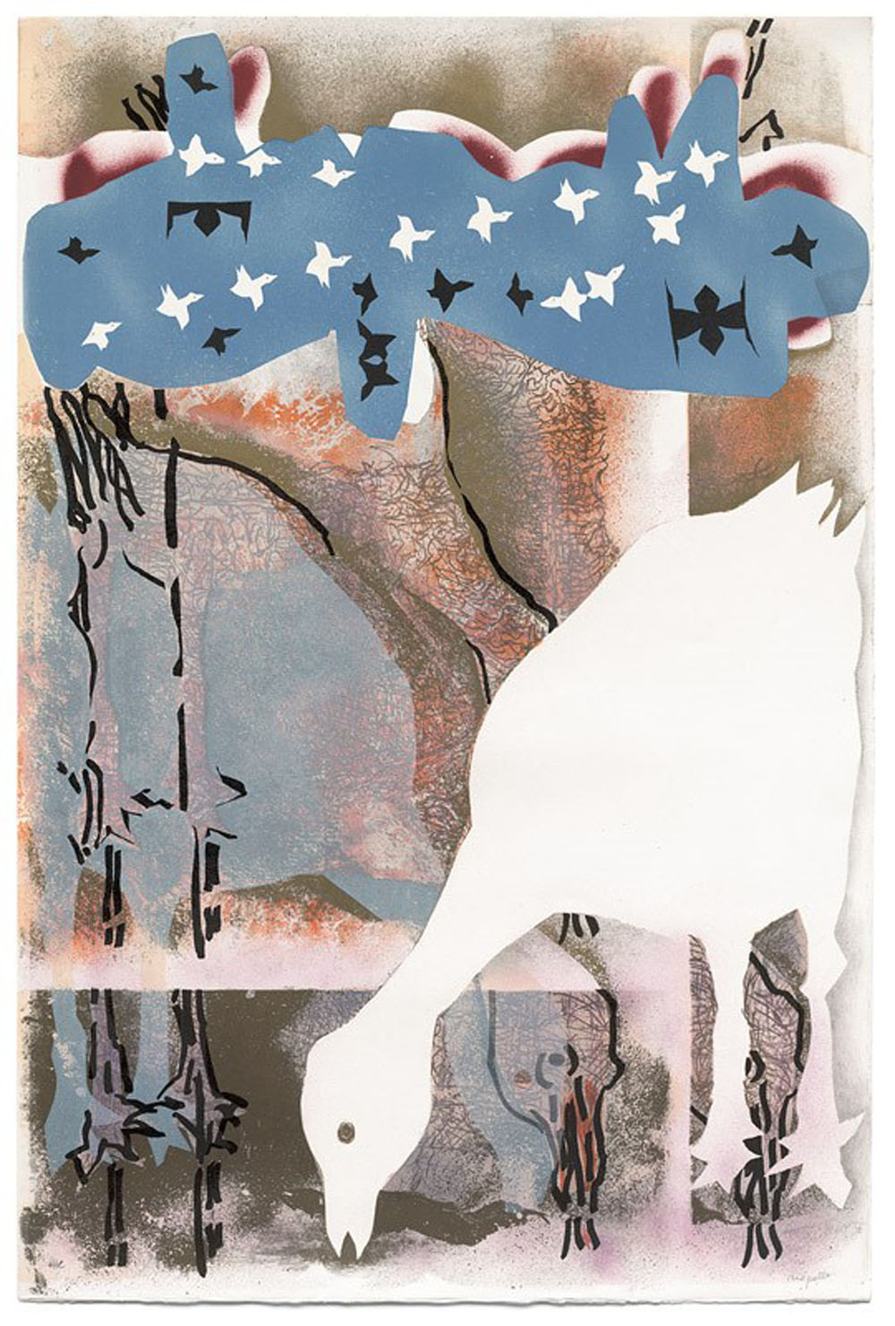 Jean Paul Riopelle, L&#8217;Ombrette, lithographie, 116cm x 77,5 cm (1983) © Succession Jean Paul Riopelle / Droits d’auteur arts visuels &#8211; CARCC (2023)
